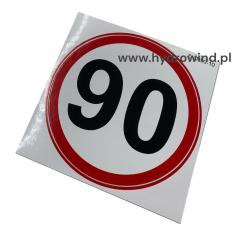 Naklejka - ograniczenie prędkości 90 km