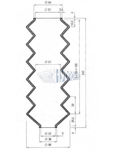 Osłona siłownika gumowa fi 33x57 mm