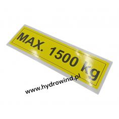 Naklejka informacyjna - maksymalny udźwig - 1500 kg
