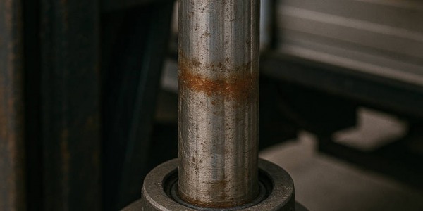 Tłok siłownika hydraulicznego – objawy zużycia przy windzie samochodowej.